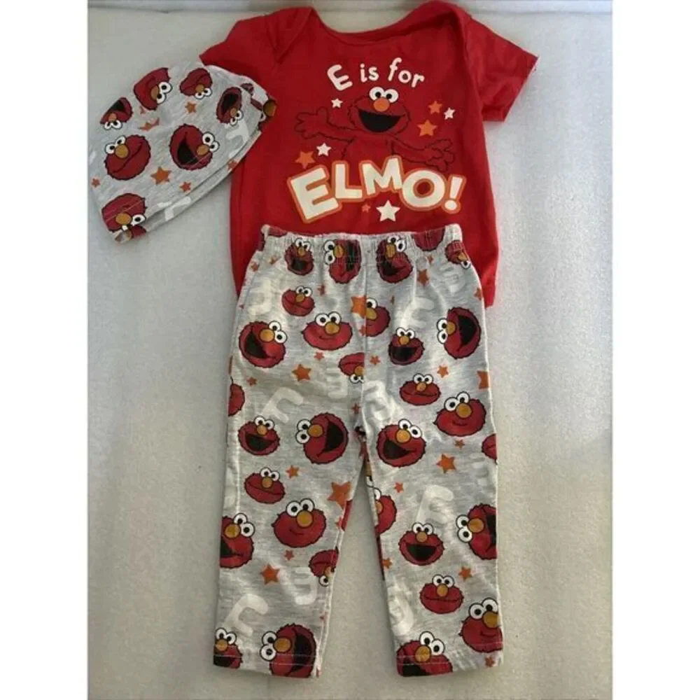 Sesame Street ELMO Boys Newborn 3-Piece Set,‎  3-6M Pants, Shirt, Hat